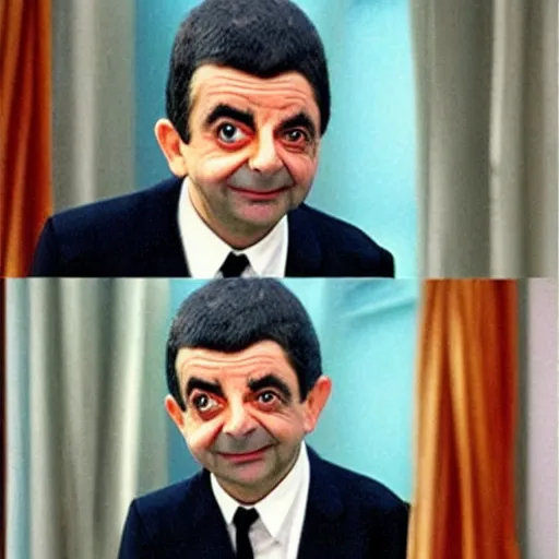 Prompt: rowan atkinson playing mr. bean as a cute humanoid fox