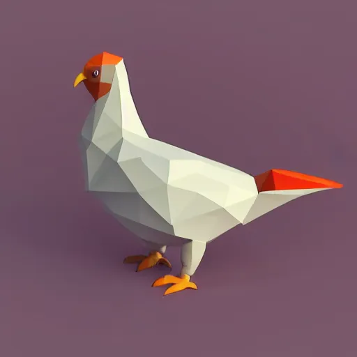 Prompt: isometric low - poly 3 d model of a turkey bird, 3 d render