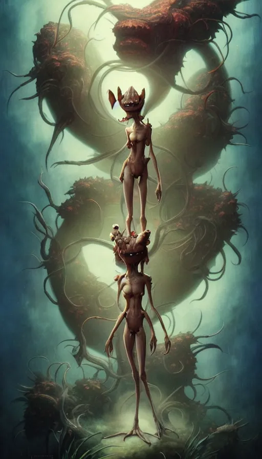 Prompt: exquisite imaginative imposing weird creature movie poster art humanoid anime movie art by : : james jean weta studio tom bagshaw frank frazetta studio ghibli