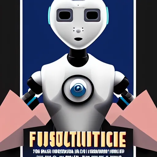 Prompt: futuristic poster of 2 robots