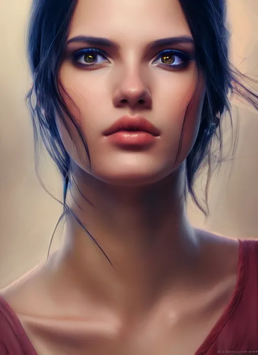 Image similar to photo of a gorgeous young woman in the style of stefan kostic, realistic, sharp focus, 8 k high definition, insanely detailed, intricate, elegant, art by stanley lau and artgerm