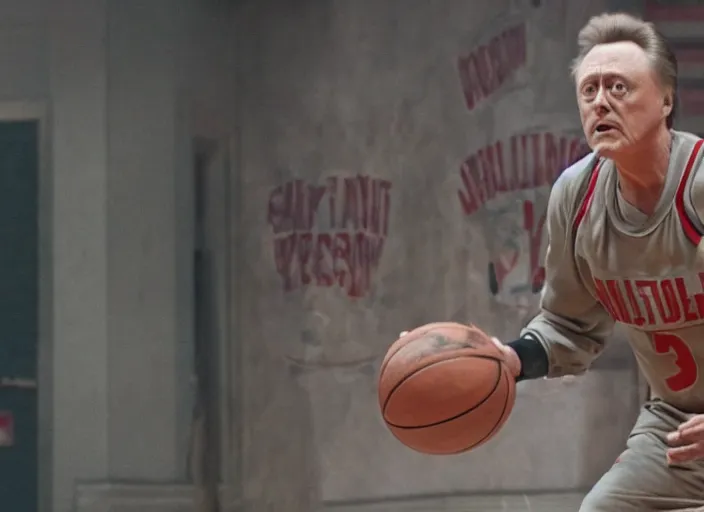 Image similar to film still of Christopher Walken playing Basketball in the new Ghostbusters movie, 4k