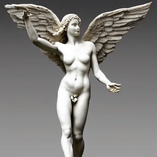 Prompt: full body sculpture of aphrodite with wings hyperrealistic style made by michelangelo
