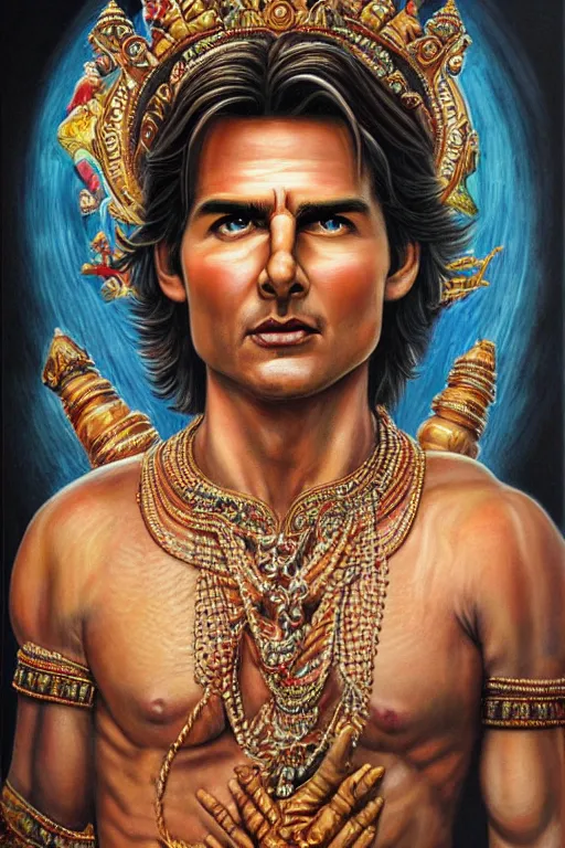 Prompt: hyperrealistic portrait of the Hindu God Vishnu, Tom Cruise Tom Cruise Tom Cruise