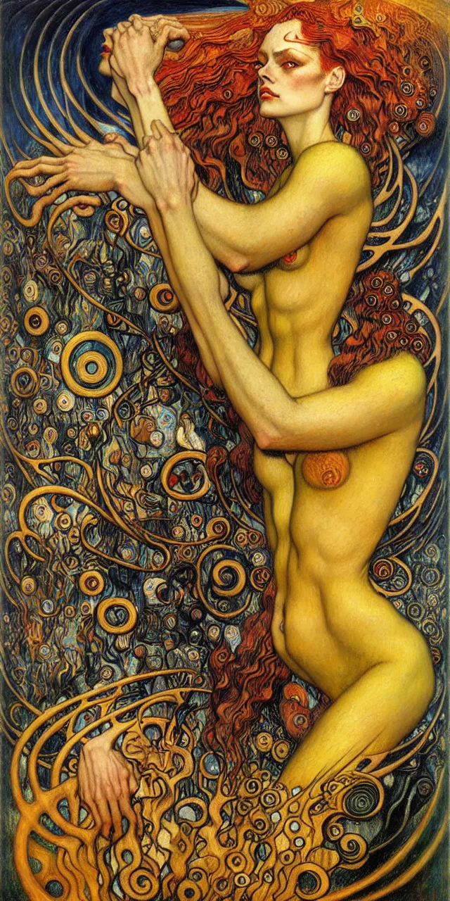 Image similar to Divine Chaos Engine by Karol Bak, Jean Delville, William Blake, Gustav Klimt, and Vincent Van Gogh, symbolist, visionary