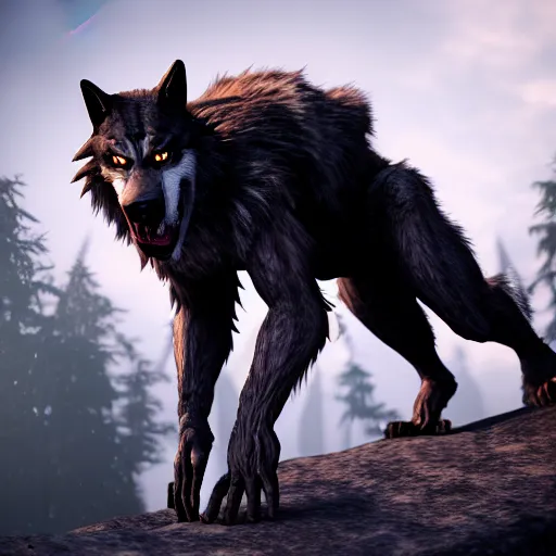 Image similar to werewolf from van helsing unreal engine hyperreallistic render 8k