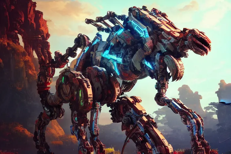 Image similar to clawstrider machine mecanical creature robot of horizon forbidden west horizon zero dawn bioluminiscence global illumination ray tracing hdr fanart arstation by ian pesty and alena aenami artworks in 4 k