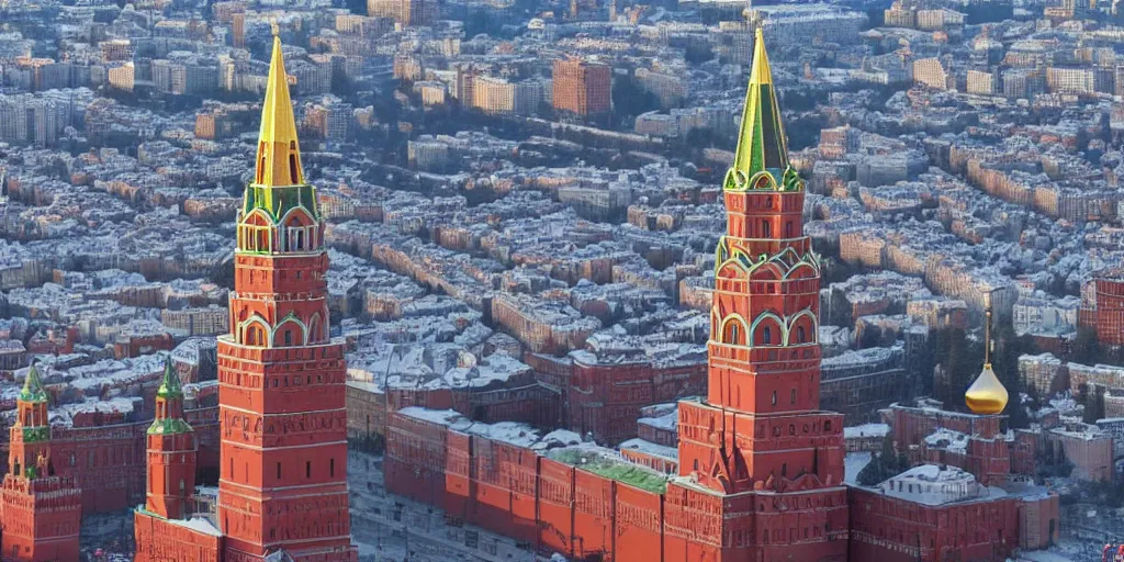 Image similar to big detailed missile falling on Red Square in Moscow, high quality, 4k