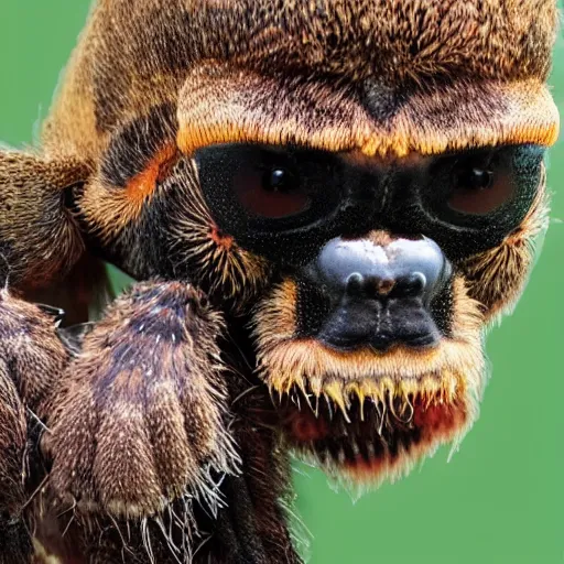 Image similar to the head of a tarantula photoshopped onto a gorrilla's body, full - body shot