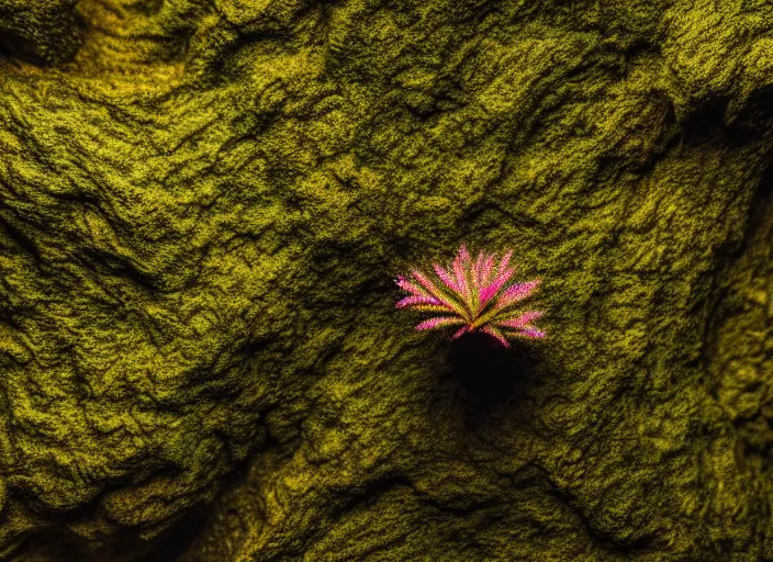 Prompt: long shot of a tiny plant on an island in a river in an underground cave. fantasy magic style. highly detailed 8 k. intricate. lifelike. epic. movie poster. soft light. sony a 7 r iv 5 5 mm. cinematic post - processing