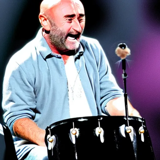 Image similar to !dream Phil Collins as a Muppet, playing drums,
