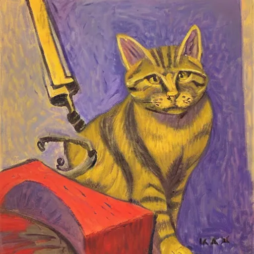 Prompt: Tabaxi artificer in the style of Monet, Picasso