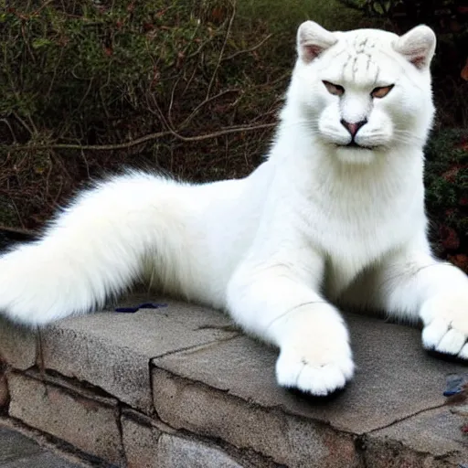 Image similar to big white panter, white paws and very long fur