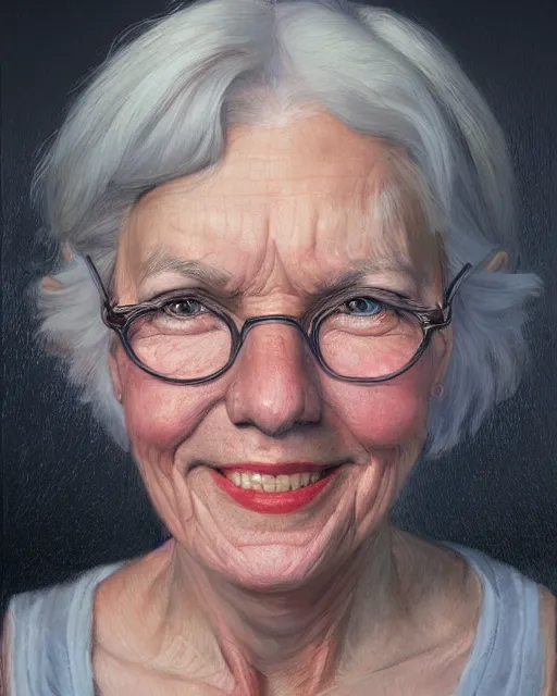 Prompt: happy adult woman character portrait, by james gurney, highly detailed, dynamic shadows, 4 k, splash art