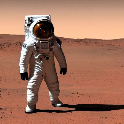 Image similar to Elon musk in a spacesuit on Mars