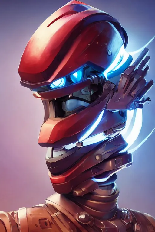 Image similar to epic mask helmet robot ninja portrait stylized as fornite style game design fanart by concept artist gervasio canda, behance hd by jesper ejsing, by rhads, makoto shinkai and lois van baarle, ilya kuvshinov, rossdraws global illumination radiating a glowing aura global illumination ray tracing hdr render in unreal engine 5