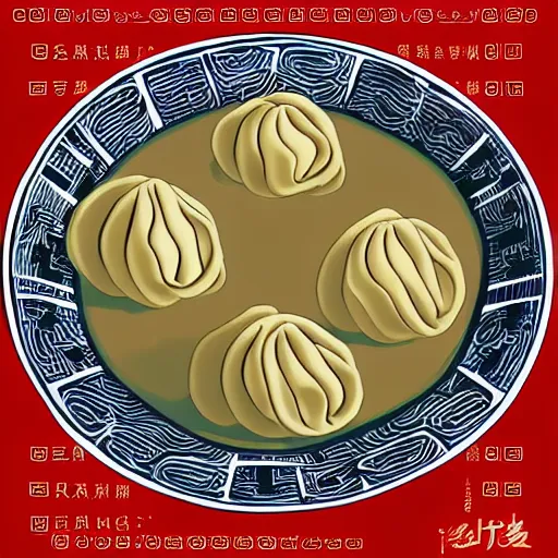 Image similar to shanghai xiao long bao, digital art, style of traditional chinese painting