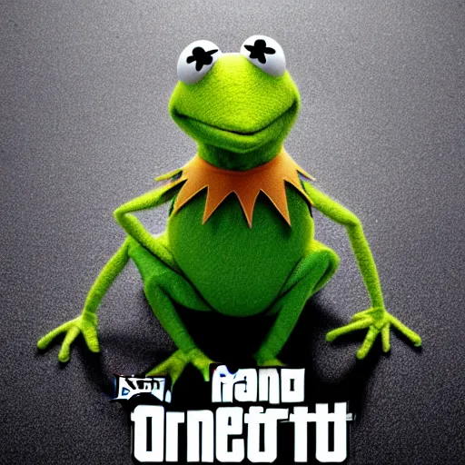 Image similar to Kermit The Frog on a GTA cover art