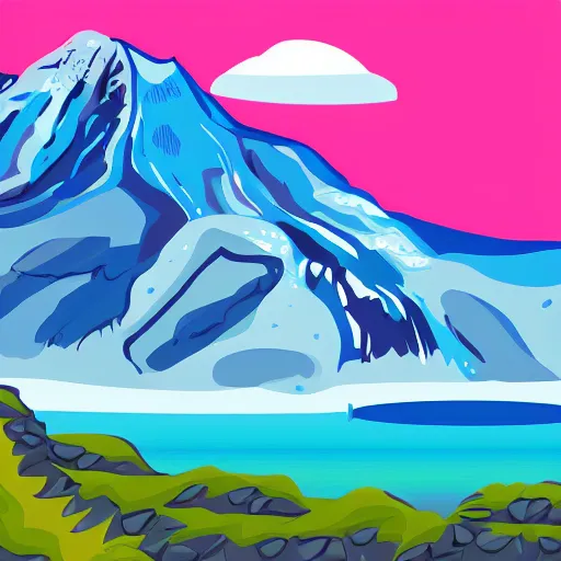 Prompt: mountain water illustration vector digital art trending on artstation w 6 4 0