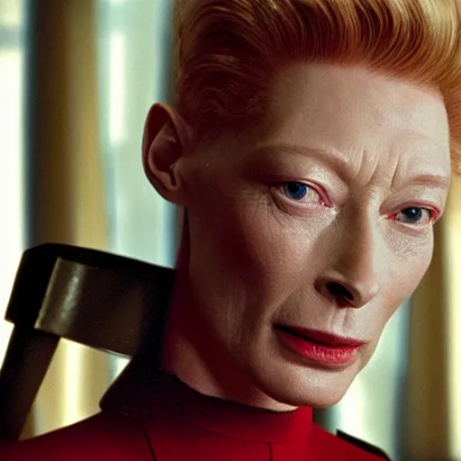 Image similar to tilda swinton as captain kirk