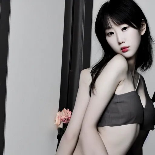 Prompt: Lee Jin-Eun by KyuYong Eom, rule of thirds, seductive look, beautiful