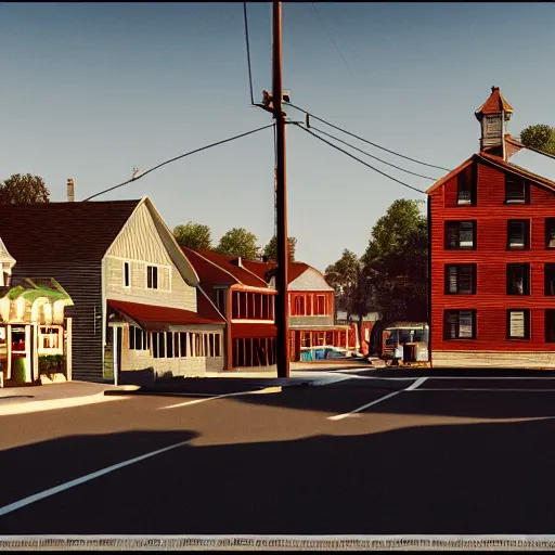 Image similar to backlit new england town in the 1 9 6 0 s beautiful octane render, 8 k detail