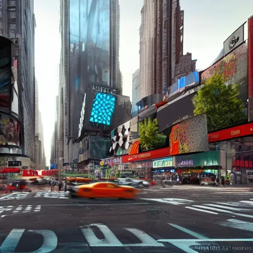 Prompt: hyperrealistic render of a futuristic version of Time Square in New York City