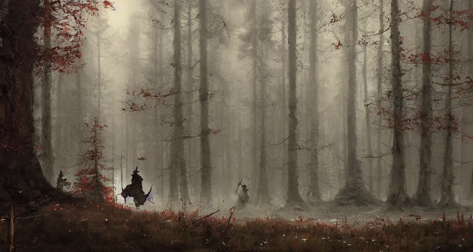 Image similar to Enchanted and magic forest, by JAKUB ROZALSKI