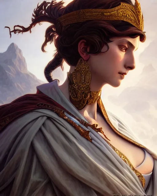 Image similar to Marcus Aurelius as fantasy D&D character, epic background, Ultra realistic illustration, intricate, elegant, highly detailed, digital painting, artstation, concept art, smooth, sharp focus, art by Artgerm and Roberto Ferris and alphonse mucha