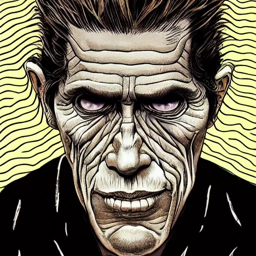 Image similar to horror portrait of willem dafoe by junji ito, hyper detailed, 4 k, extreme horror