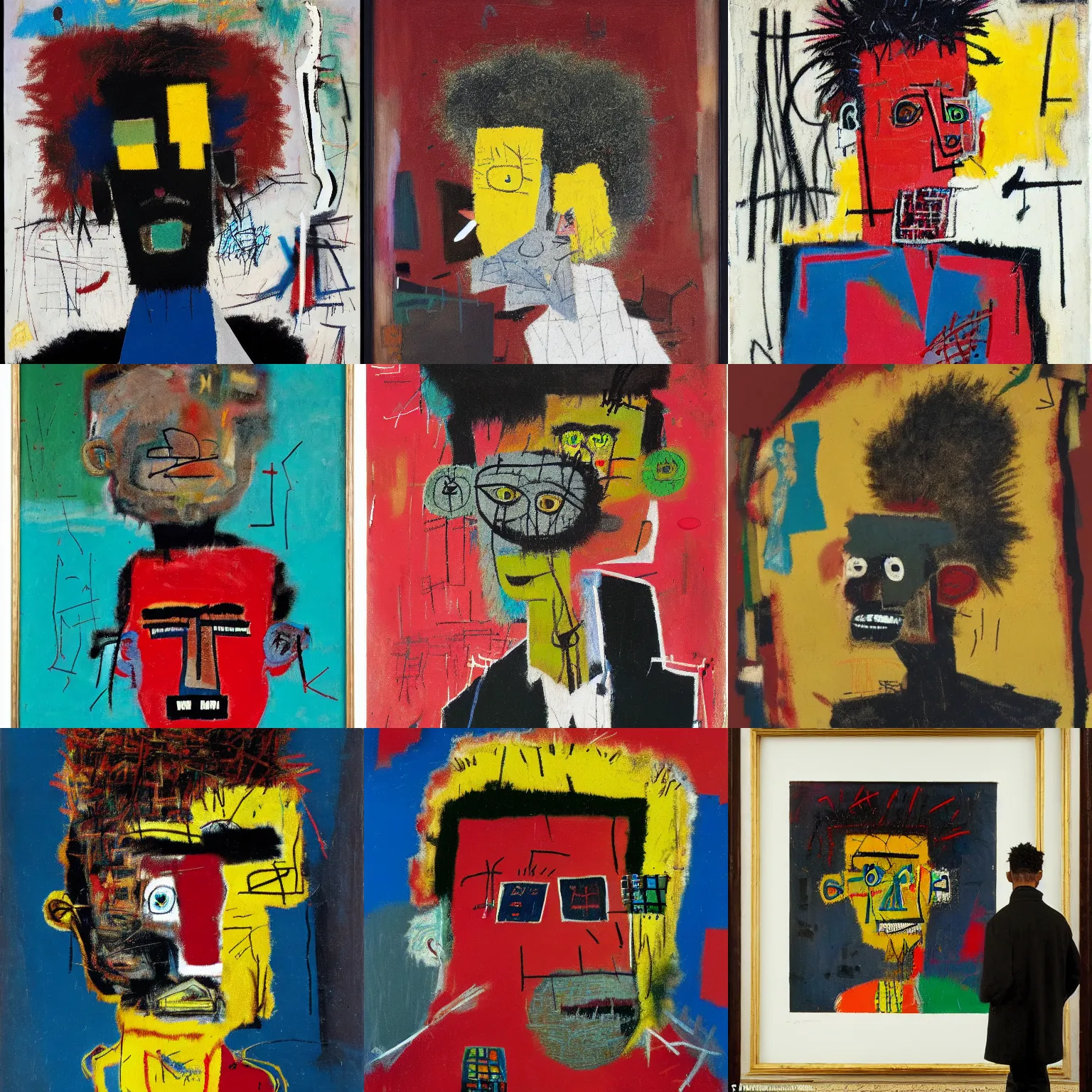 Prompt: a man with stylish haircut, by mordecai ardon and basquiat