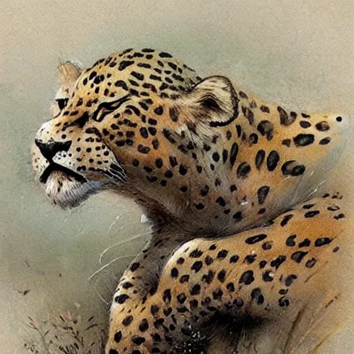 Prompt: ( ( ( ( ( 🐆🐙🥑. muted colors. ) ) ) ) ) by jean - baptiste monge!!!!!!!!!!!!!!!!!!!!!!!!!!!
