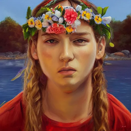 Image similar to midsommar 6, oil painting, ultradetailed, artstation, ultradetailed, digital painting, ultradetailed