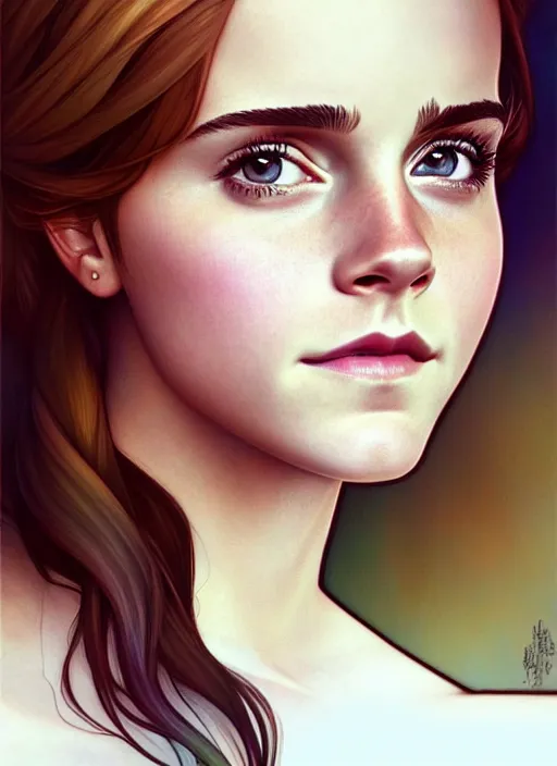 Image similar to cute emma watson, natural lighting, path traced, highly detailed, high quality, digital painting, by don bluth and ross tran and studio ghibli and alphonse mucha, artgerm
