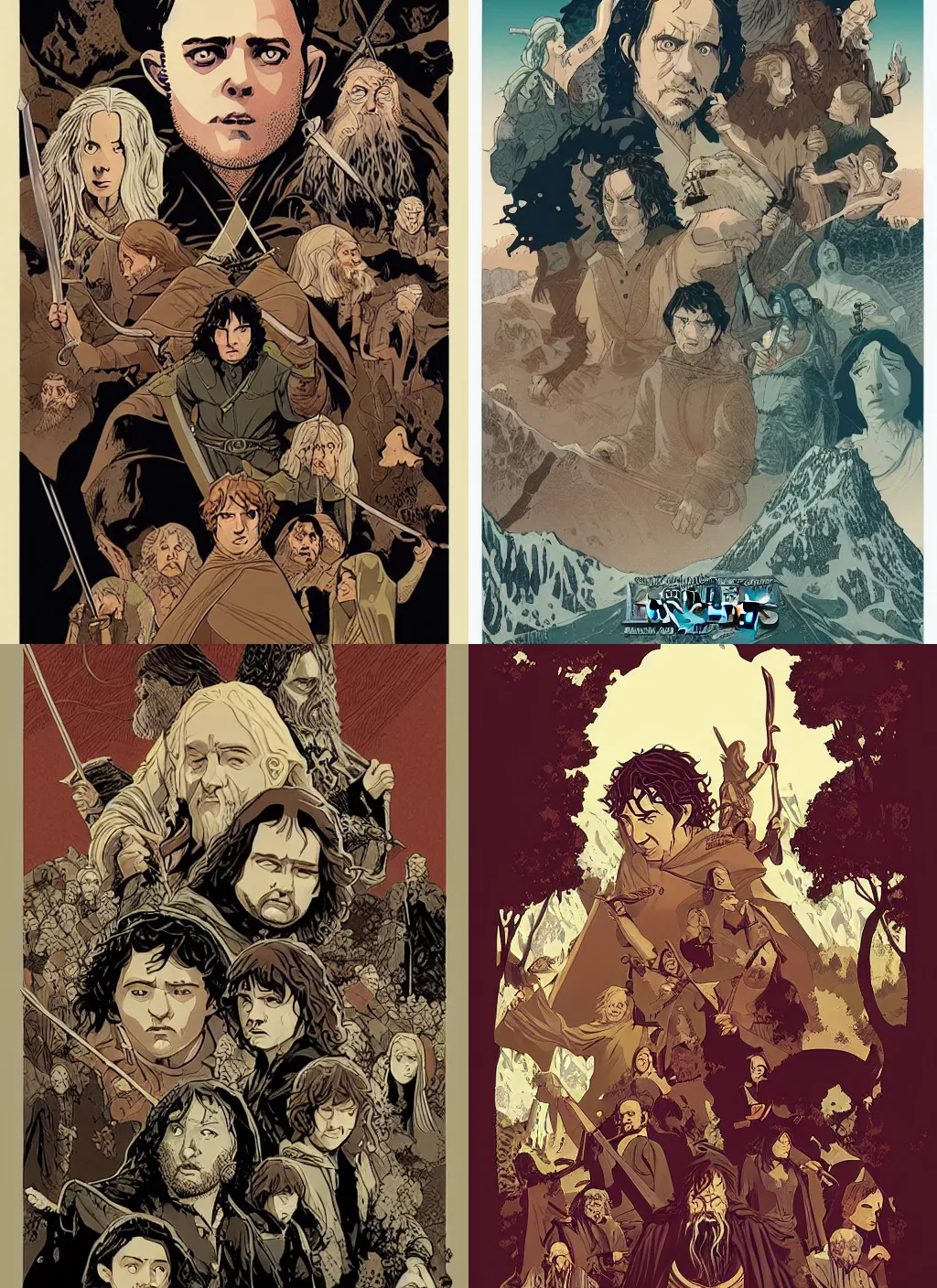 Prompt: Lord of the Rings movie poster artwork by Tomer Hanuka