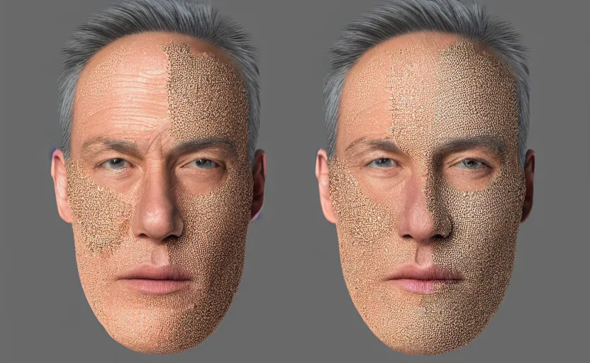 Prompt: unwrapped texture of saul goodmans face, uv unwrapped, skin texture