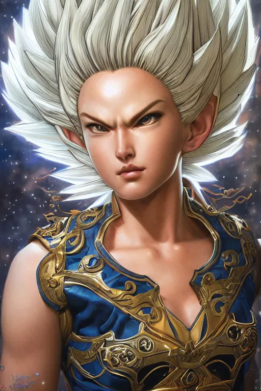 Prompt: beautiful female super saiyan with short hair, exquisite detail, hyper realism, ornate, voluptuous, exquisite detail, masterpiece, voluptuous, cute face, 4k, art by Donato Giancola and Bayard Wu and WLOP and Artgerm