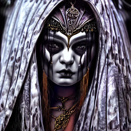 Image similar to candid photographic close up portrait, goddess of death, by anne stokes, photorealism, uhd - resolution, highly detailed