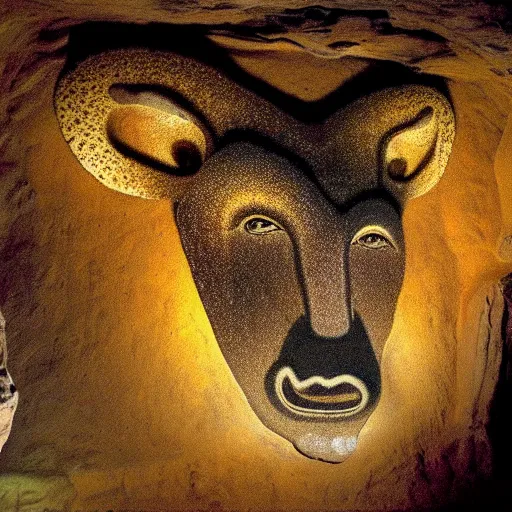 Image similar to portrait of god bear, chauvet cave art