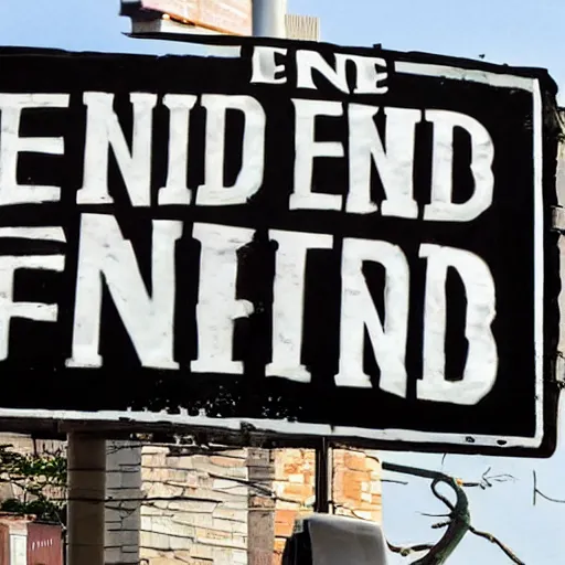 Image similar to 'END TIMES' sign that reads: END TIMES