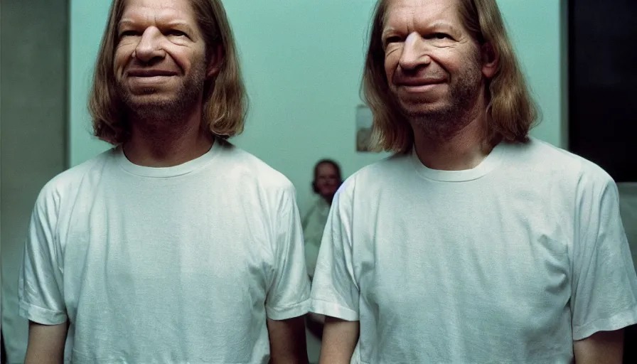 Image similar to hyper-realistic and detailed biopic movie still portrait of Aphex Twin, by Paolo Sorrentino, cinestill 800t 35mm, clear color, high quality, high textured, dramatic light, cinematic