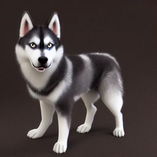 Image similar to 3d render of a cute husky dog, digital art, unreal engine 5