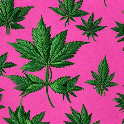 Prompt: marijuana placed as a abstract monument, pink elemenets, elegant, old-style