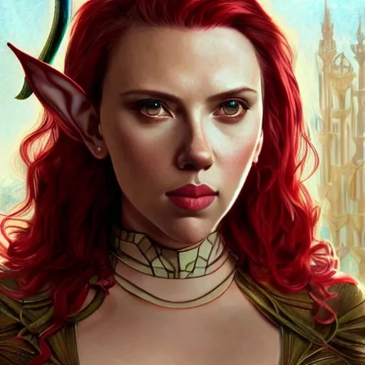 Scarlett Johansson as a elf archer, cute, fantasy, | Stable Diffusion