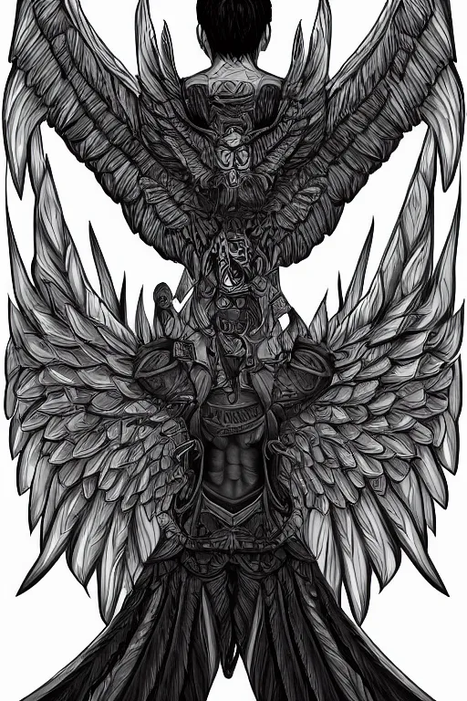 Prompt: a man with eagle wings for arms, symmetrical, highly detailed, digital art, sharp focus, trending on art station, anime art style