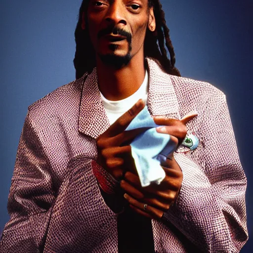 Image similar to Snoop Dogg holding a Kleenex for a 1990s sitcom tv show, Studio Photograph, portrait, C 12.0