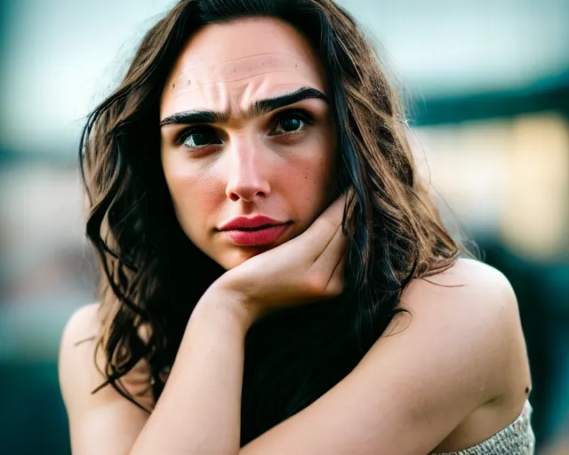 Image similar to 8 5 mm photography of a potato with the face of gal gadot, dof and bokeh