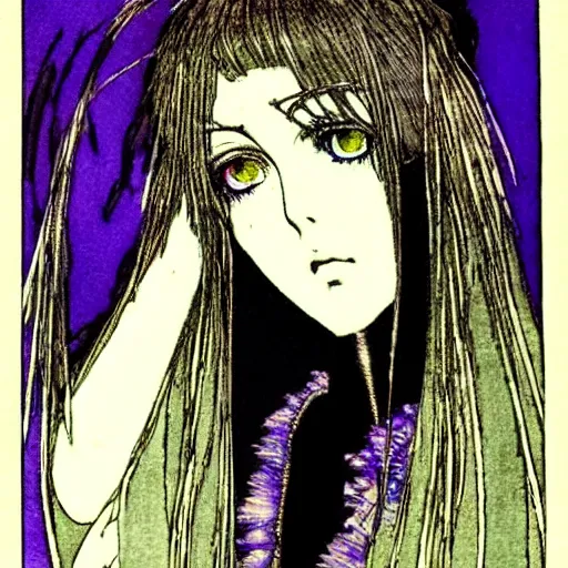 Image similar to anime girl, artwork by Harry Clarke, highly detailed, anime, manga