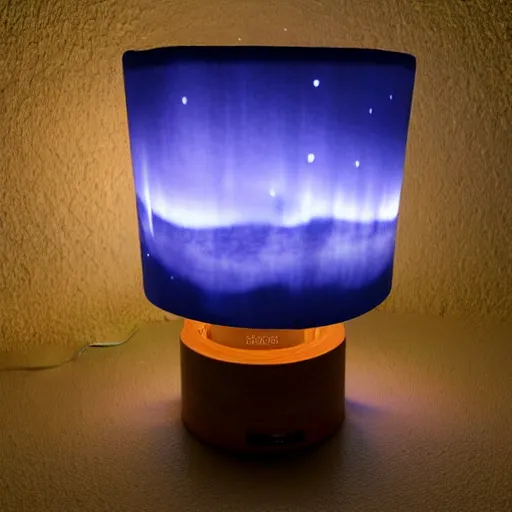 Prompt: Aurora Boreal night lamp