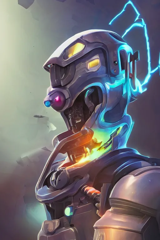 Image similar to epic mask helmet robot ninja portrait stylized as fornite style game design fanart by concept artist gervasio canda, behance hd by jesper ejsing, by rhads, makoto shinkai and lois van baarle, ilya kuvshinov, rossdraws global illumination radiating a glowing aura global illumination ray tracing hdr render in unreal engine 5